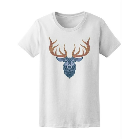 Cute Ornate Deer Mandala Art T-Shirt Women -Image by Shutterstock, Female Large