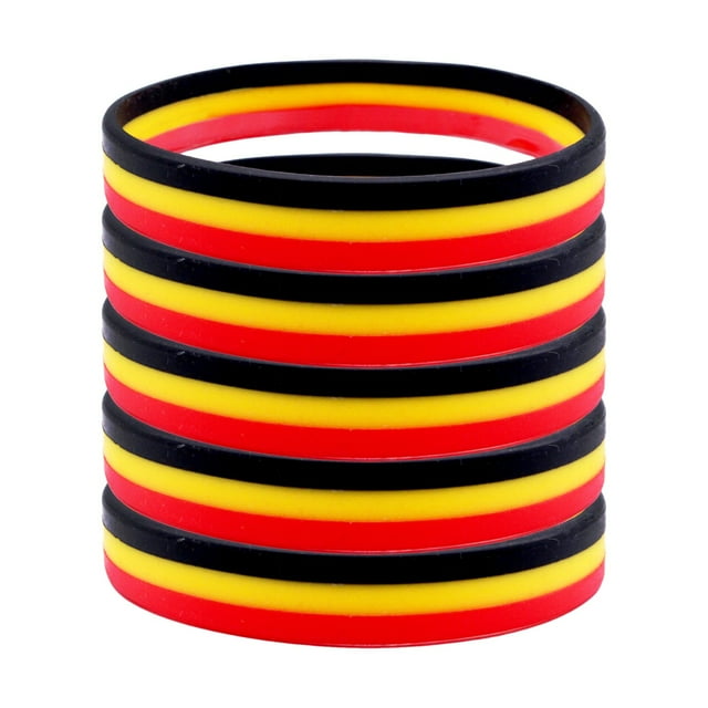 Juego De 5 Pulseras Para Aficionados De Alemania Y La Eurocopa 2024. Negro, Rojo Y Dorado.