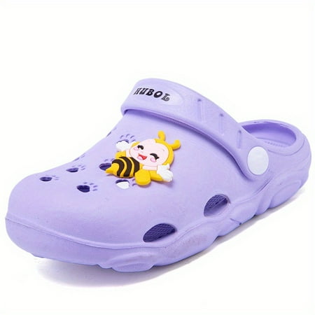 

Girls Clogs With Cartoon Bee Charm Garden Shoes Summer Comfortable Lightweight Hollow Out Sandals For Toddler Children Kids