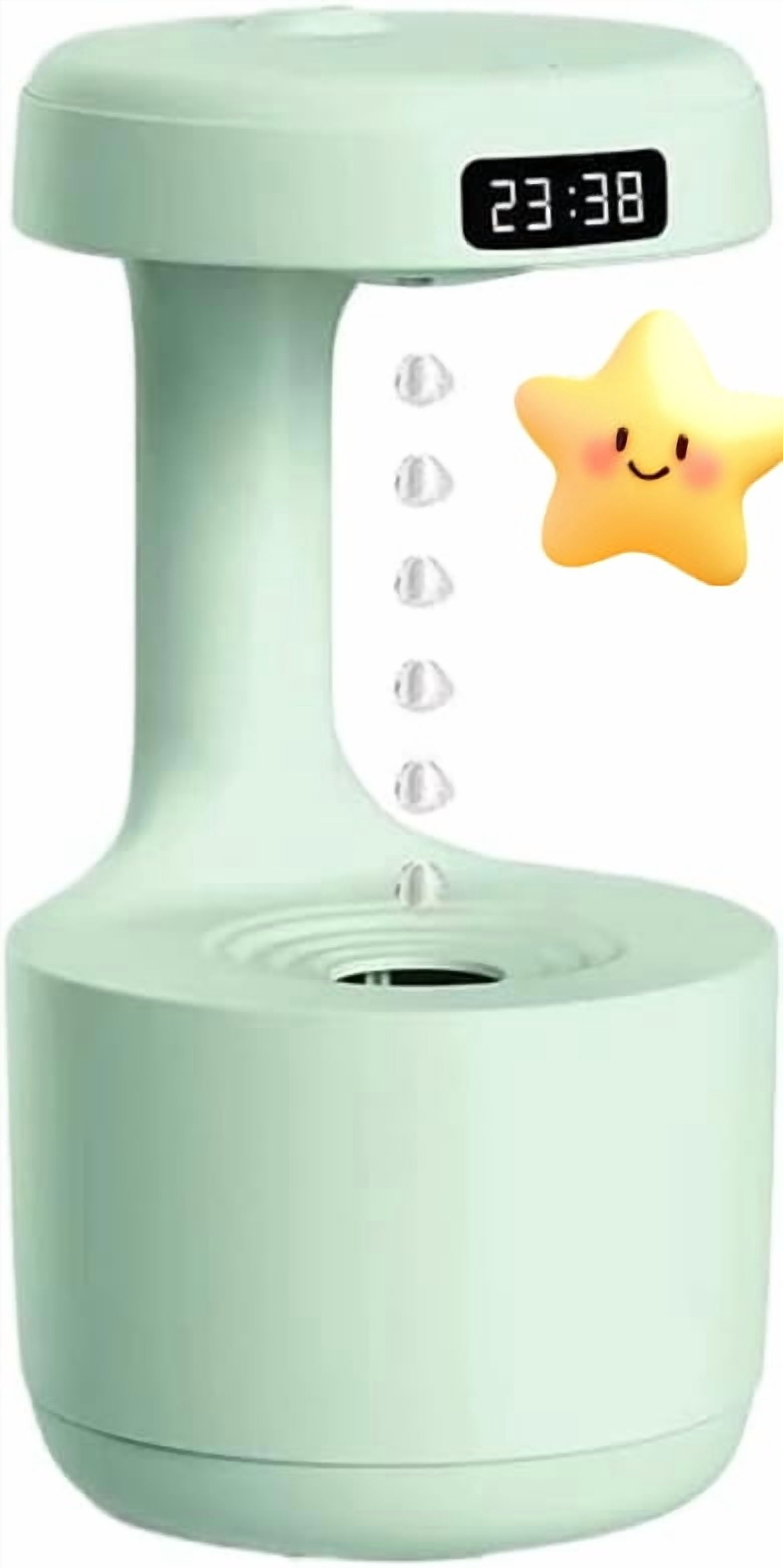 Antigravity Humidifier,Rain Humidifier Bedroom Anti Gravity Humidifiers with Clock Water Drop Backflow Aroma Diffuser Large Capacity Office Bedroom Mute Heavy Fog Household Sprayer(White)