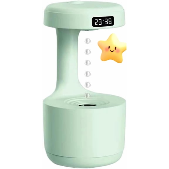 Antigravity Humidifier,Rain Humidifier Bedroom Anti Gravity Humidifiers with Clock Water Drop Backflow Aroma Diffuser Large Capacity Office Bedroom Mute Heavy Fog Household Sprayer(Green)
