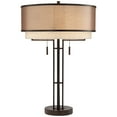 thumbnail image 3 of Franklin Iron Works Andes Modern Industrial Table Lamp 27 1/2" Tall Oil Rubbed Bronze Metal Stacked Double Fabric Drum Shade for Bedroom Living Room, 3 of 11