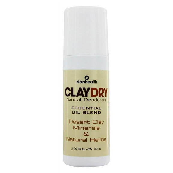 Zion Health ClayDry Roll-On Deodorant, Desert Clay Minerals, 3 Oz
