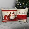 thumbnail image 5 of Merry Christmas Decorative Throw Pillow Covers 18 x 18 Set of 4, Xmas Santa Claus Snowman Porch Outdoor Home Decor, Red White Stripes Golden Snowflakes Winter Holiday Sofa Couch Cushion Case, 5 of 6