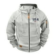 thumbnail image 1 of Ceisia Men's casual sports solid color hooded jacket pocket long Gift sleeve outerwear, 1 of 8