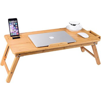 NNEWVANTE Large Table Tray Laptop Bed Tray Foldable & Portable Lap Desk 26.817.8in Camping Floor Table Foldable Breakfast in Bed Serving Reading Tray-Wood Grain
