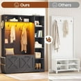 thumbnail image 5 of Hall Tree with Bench, Farmhouse Hall Tree with Coat Rack & 7 Open Shelves, Entryway Bench with Storage, Shoe Cabinet with Flip Drawers, Wood Hall Tree with Storage Bag for Entryway, Black, 5 of 10