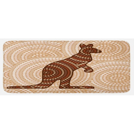 

Tropical Animals Kitchen Mat Aboriginal Kangaroo Motif Cream Toned Circling Dot Design Plush Decorative Kitchen Mat with Non Slip Backing 47 X 19 Peach Brown Redwood by Ambesonne