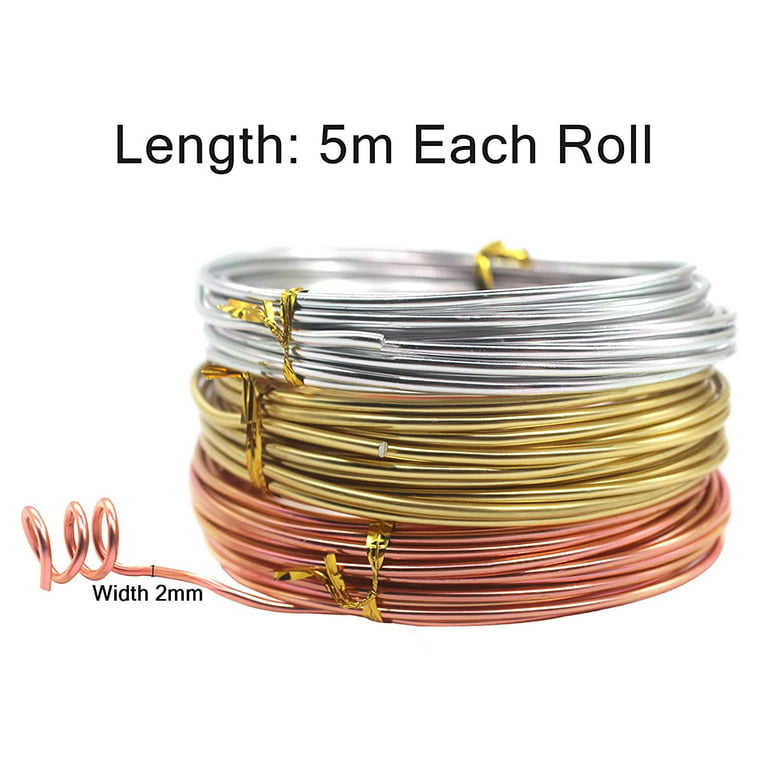32.8 Feet 2 Rolls Flat Aluminum Wire 3 mm Craft Jewelry Wire Beading Craft  Soft Wire Bendable Wire for DIY Craft Jewelry Beading Handmade Supplies