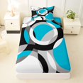 thumbnail image 4 of Castle Fairy Abstract Overlap Circle Twin Sheets 3pcs,Minimalist Ring Frame Bedding,Turquoise Gray Black White,1 Flat Sheet, 1 Fitted Sheet and 1 Pillowcase, 4 of 7