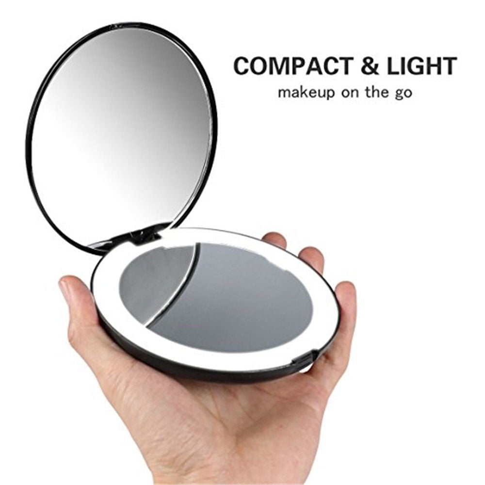 7x Makeup Cosmetic Folding Portable Compact Pocket Mirror with LED Lights Lamps