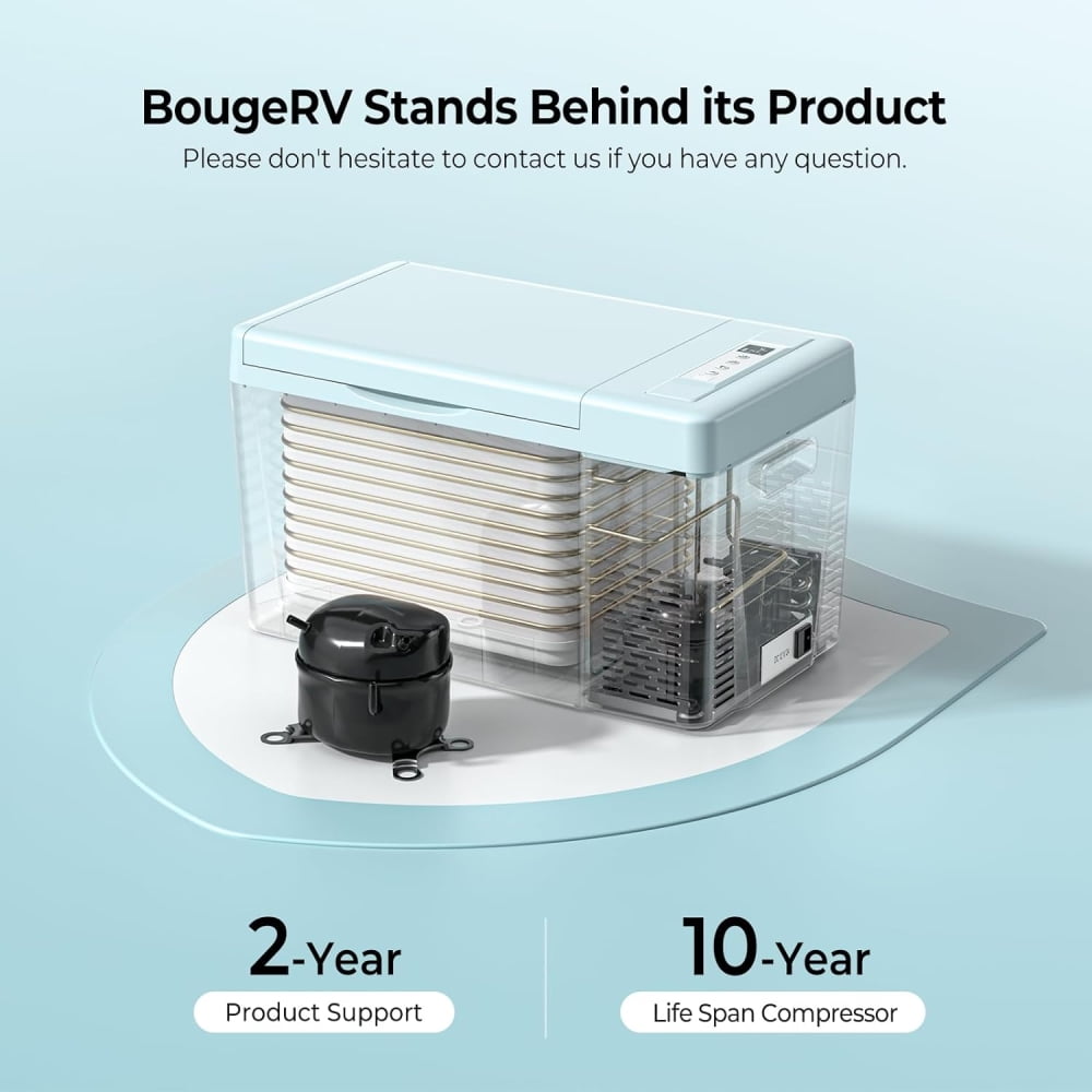 BougeRV Green 23Qt Car Refrigerator 12 Volt Fridge Portable Freezer Compressor Cooler 12/24V DC 110~240V AC, -7℉~50℉ for RV Truck Vehicle Boat Outdoor & Home Use