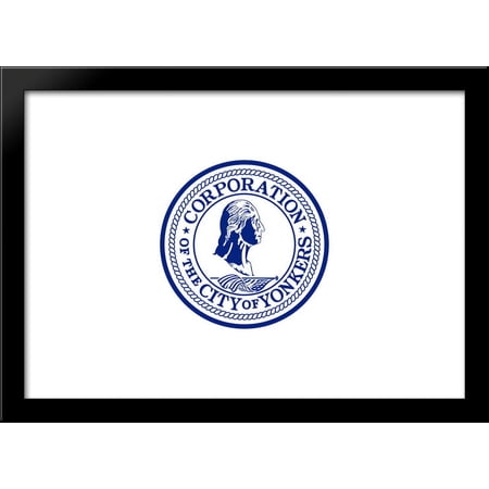 Yonkers, New York Flag Art 40x28 Large Black Wood Framed Print Art