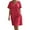 Red, variant on ZQUUVOU Women's Dress Solid Color V-Neck Short Sleeve Button Down Loose Knee-Length Summer Dress Olive Green,S