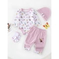 thumbnail image 3 of WIBACKER 100% Cotton 4-Piece Newborn Girls Butterfly Outfits Infant Bodysuit Tops, Hat, Socks and Pants Baby Layette Gift Set, 3 of 10