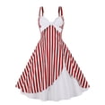 thumbnail image 1 of HKEJIAOI Liquidation Robes Décontractées pour Femmes Cadeau de Noël Mode Décontractée Sexy Été Bretelles Nœud Décoratif Panneau Rétro Robe Contrastée Rouge, 1 of 8