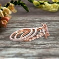 thumbnail image 6 of 7mm Cushion Cut Trio Set 10k Rose Gold 3.05 Carat Morganite Wedding Set Engagement Ring Antique Stacking Matching Band Art Deco, 6 of 6