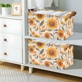 thumbnail image 2 of Yayeee Foldable Storage Basket for Shelves with Handles Waterproof Cloth Bins, Watercolor Sunflowers and Leaves, 2 of 7