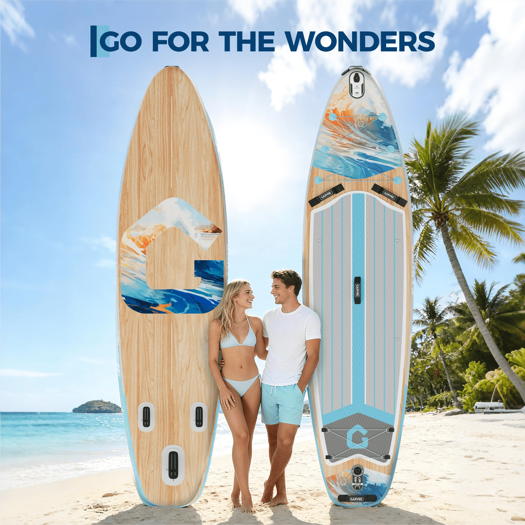 CazToi 10'6" Inflatable PVC Stand Up Paddle Board Set Extra Wide 32" Stable SUP with Non-Slip EVA Deck, All in One Kit for Youth & Adults
