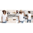 thumbnail image 5 of SWQZVT Lace Short Sleeve Womens Tops Dressy Casual Blouses V Neck Work Shirts Trendy Tops Curved Hem T Shirts Summer Tops, 5 of 7
