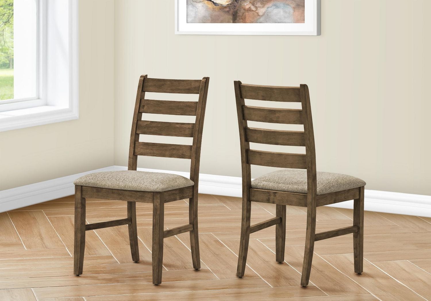 Monarch Specialties Dining Chair, 38" Height, Dining Room, Kitchen, Set Of 2, Side, Upholstered, Antique White, Beige Linen Look, Transitional