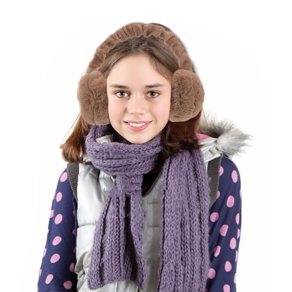 WEUVEB Women's Ear Muffs Brown Plush 1Pack Winter Season