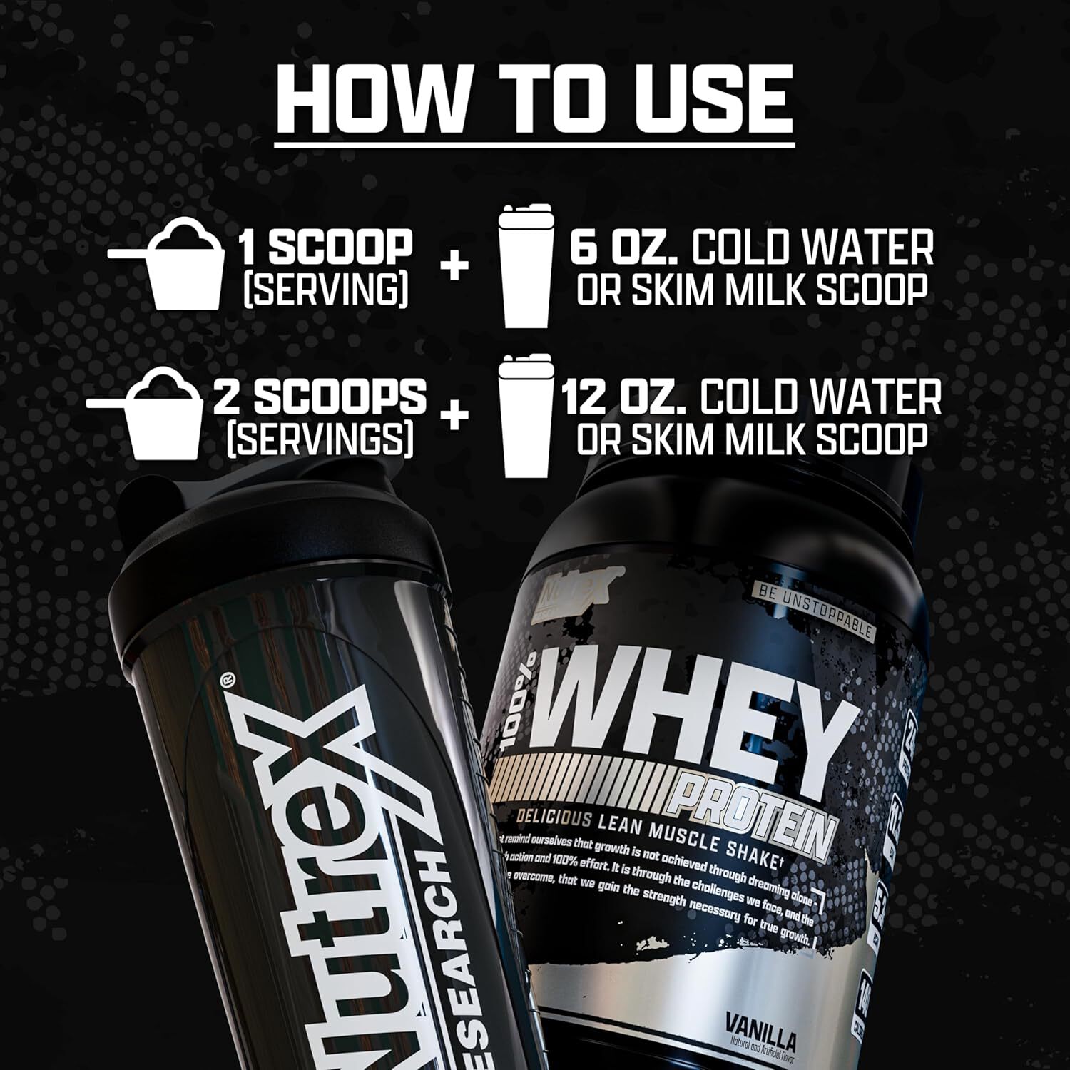 Nutrex Research 100% Whey Protein Powder Concentrate and Isolate Vanilla 2lb