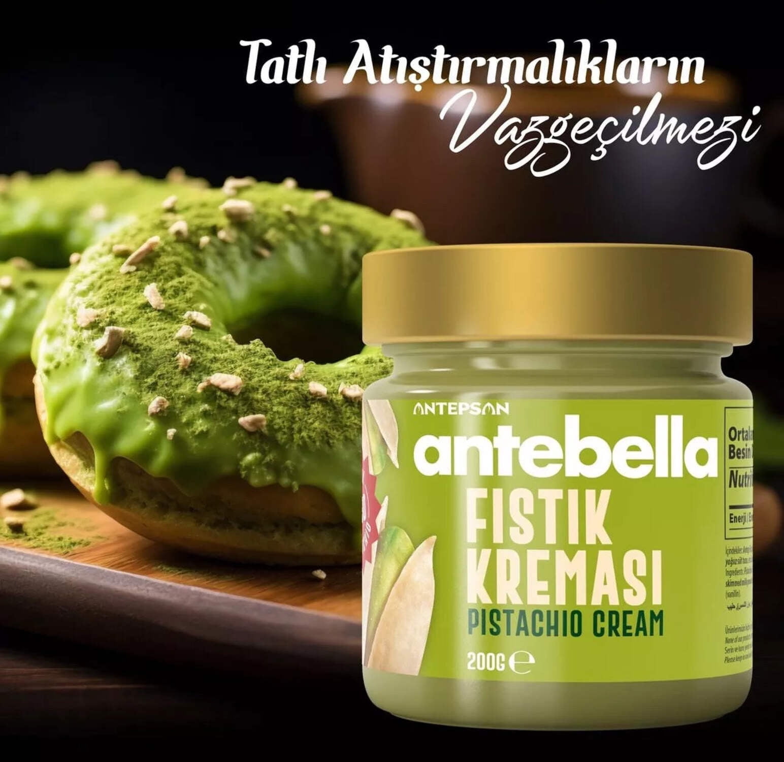 Antebella Pistachio Nut Butter, 30% Pistachio, Spread for Bread, Kunafah, Dubai Chocolate Bars, No Palm Oil, 320g/11.3oz