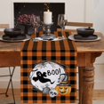 thumbnail image 2 of Halloween Boo Table Runners Ghost Spooky Pumpkin Witches Hat Non-Slip Rectangle Party Table Decorations for Kitchen ,Home ,Dining Table ,Outdoor,13X90?Inches Long,Buffalo Check Plaid Orange Black, 2 of 8
