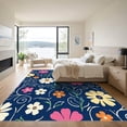 thumbnail image 3 of ODIKA 4'x6' Machine Washable Non-Slip Area Rug, Whimsical Flower Design with Playful Accents and Curves High Traffic Rug, Blue, 913657, 3 of 7