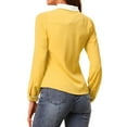 thumbnail image 3 of MODA NOVA Junior's Button Up Shirt Long Sleeve Buttons Cuff Top Blouse Yellow XXL, 3 of 6