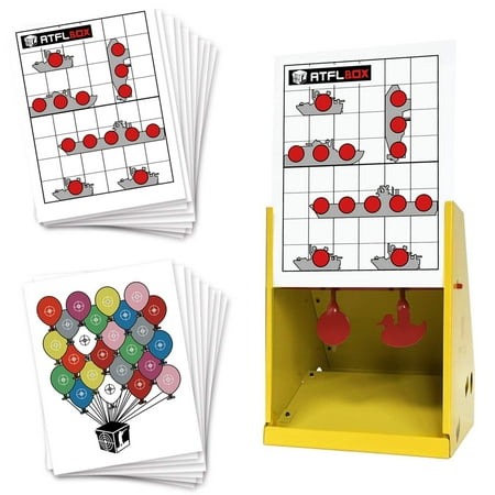 ATFLBOX BB Trap Target with 20pcs 7 X 9 Paper Targets and 2 Metal Silhouettes Spinner Shooting Targets for Airsoft Rifle Pellet Gun Airgun