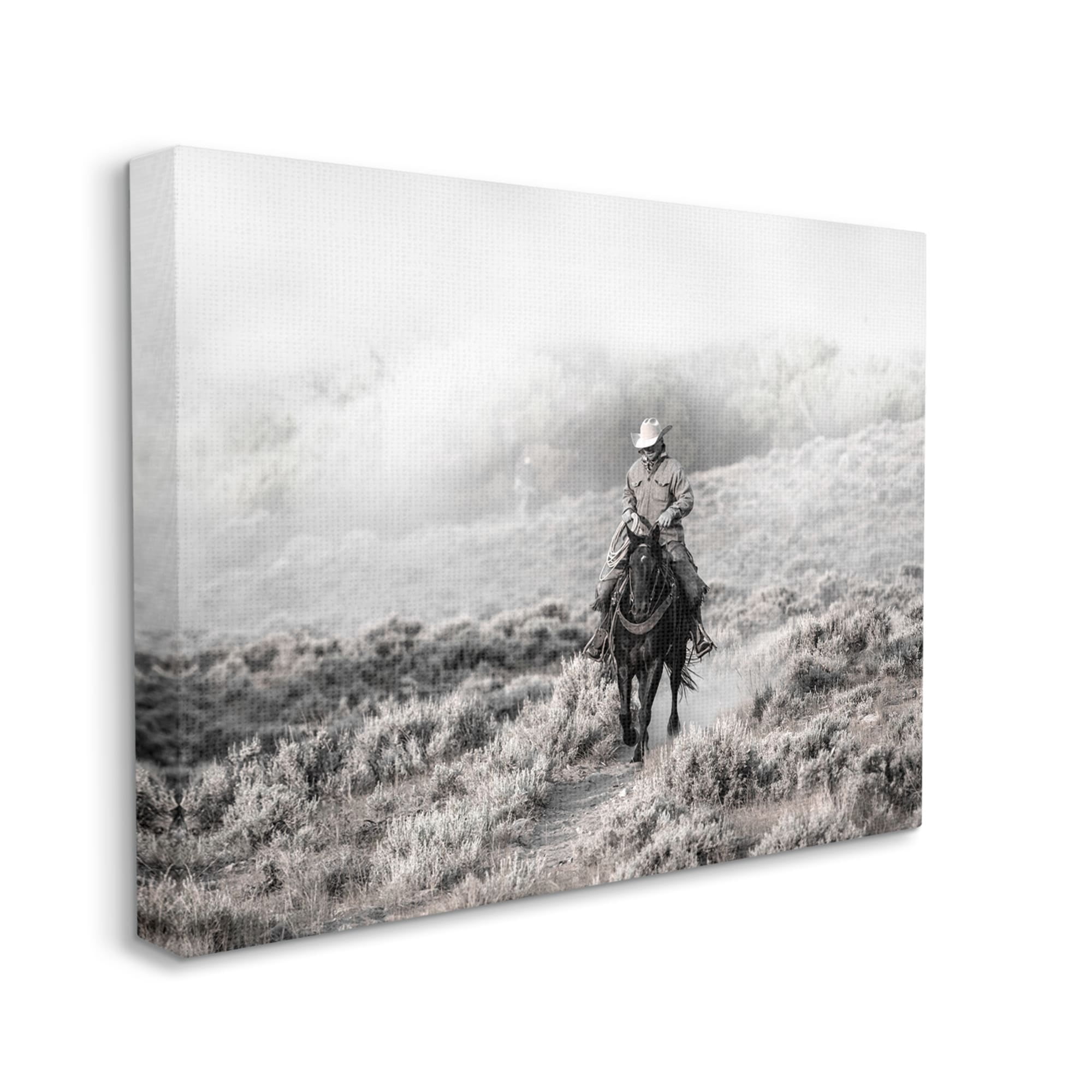 Stupell Industries Cowboy On Horse Rural Plains Animals & Insects Photography Gallery Wrapped Canvas Print Wall Art