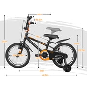 Hykolity Kids Bikes, 16 Inch BMX Style Boys Bicycle Ages 4-6 Years Old, Kids Bicycle for Boys Girls with Training Wheels, Adjustable Seat, Front and Rear Fender, Black