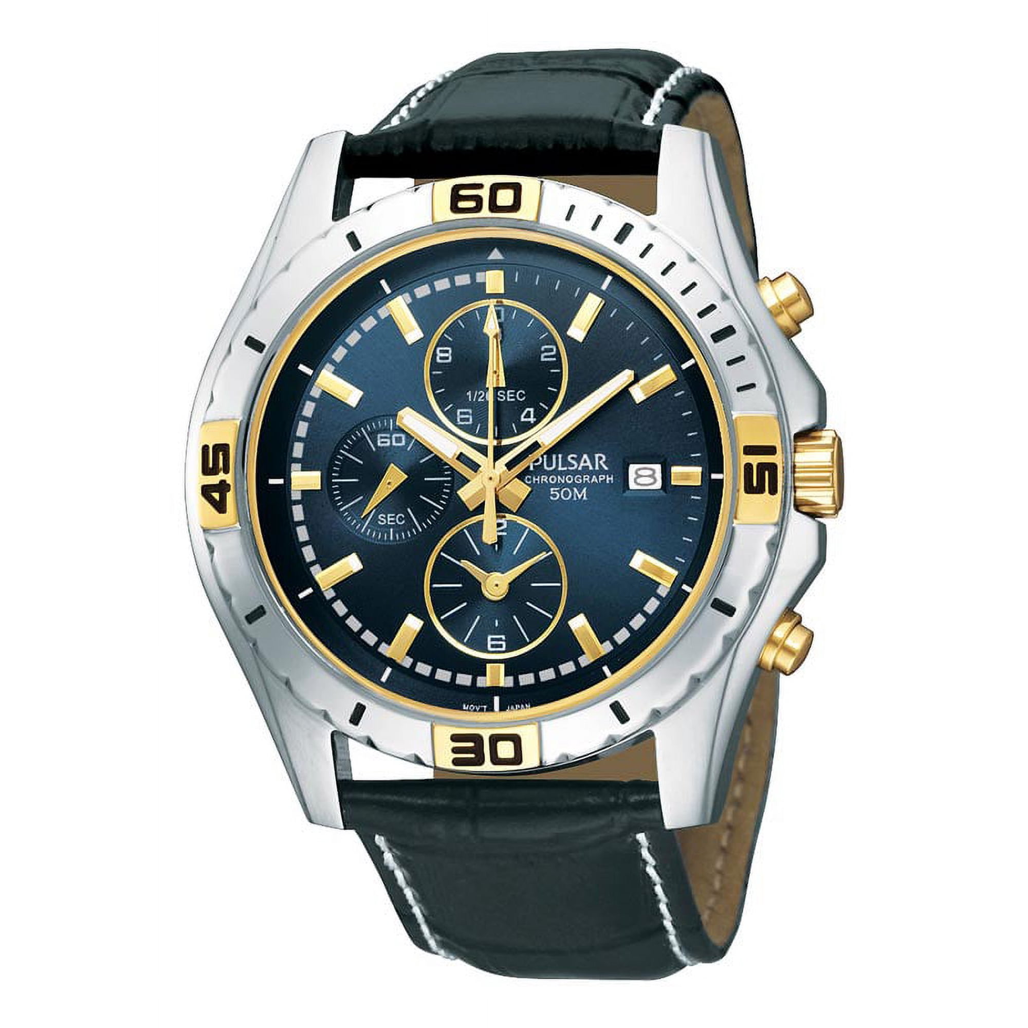 PF8384 Men's Chronograph Blue Dial Leather Strap Watch
