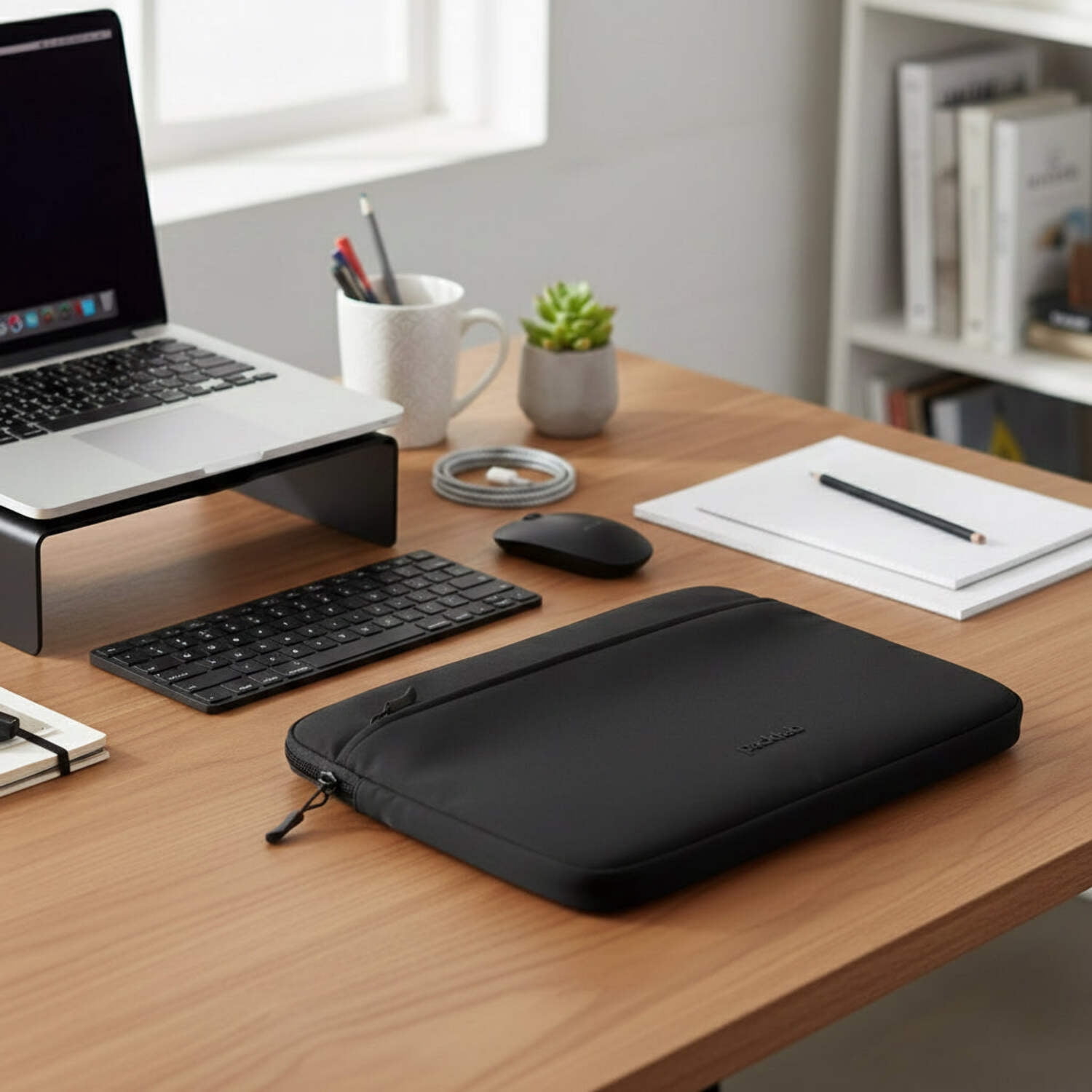 packlab Black Laptop Sleeve with Pocket – Slim Padded 14 Inch Computer Case for Work, Travel, and Everyday Laptop Protection