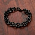 thumbnail image 2 of 11/13/15mm Mens Round Heavy Rolo Chain Link 316L Stainless Steel Bracelet Bangle, 2 of 7