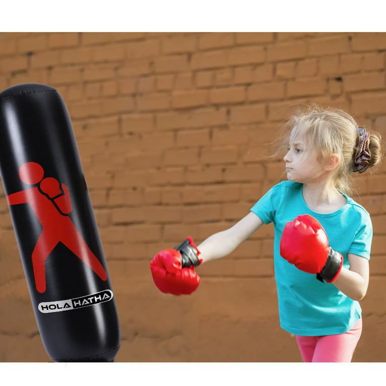 Homcom Sac de frappe boxe sur pied punching ball autoportant adulte enfant  H1,65 m cibles de touche ventouses antidérapantes noir rouge - Colizey