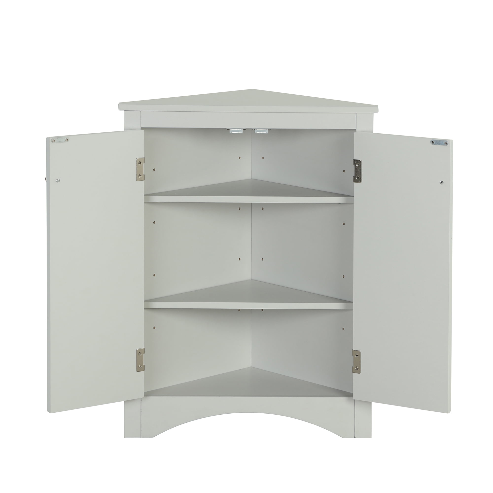 Bellemave Modern Triangle Bathroom Corner Cabinet, Bathroom Storage Cabinet with Adjustable Shelves, Freestanding Floor Cabinet for Bathroom, Living Room, Bedroom, Kitchen (Gray)
