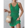 thumbnail image 4 of Summer Crochet Hollow Out Knit Beach Bathing Suit Swim Cover Ups Cruise Outfits Vacation Dresses for Women 2026 Green L, 4 of 8