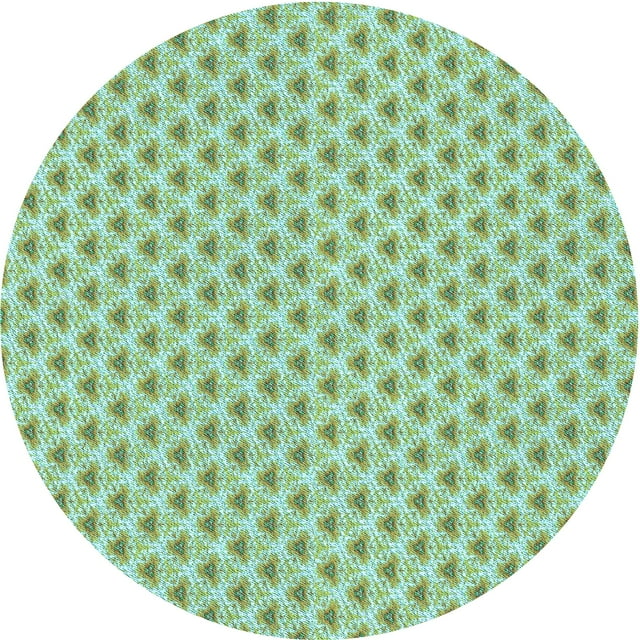 Ahgly Company Tapis Rond Lavable en Machine Intérieur Transitionnel Vert, 3 Pieds Rond