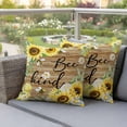 thumbnail image 3 of Sunflower Bee Kind Outdoor Pillow Covers Pack of 2 Vintage Yellow Floral Bees White Daisy Brown Wooden Grain Waterproof Throw Pillow Covers Decorative Cushion Cases for Patio Garden Tent 16x16 inch, 3 of 9