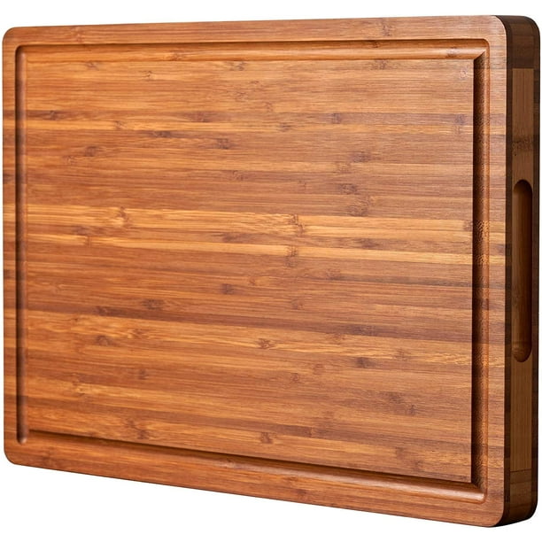 Large Wood Cutting Board For Kitchen 1 Thick Bamboo Cheese Charcuterie Board Butcher Chopping Block With Juice Grooves And Handles Walmart Com