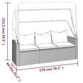 thumbnail image 4 of vidaXL 3-Seater Patio Sofa with Roof and Footstool Garden Couch Poly Rattan, 4 of 17