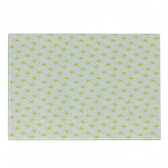 Floral Cutting Board, Frangipani Petals with Contours Summer Blooms Pattern Exotic Bali Bouquets, Decorative Tempered Glass Cutting and Serving Board, in 3 Sizes, by Ambesonne