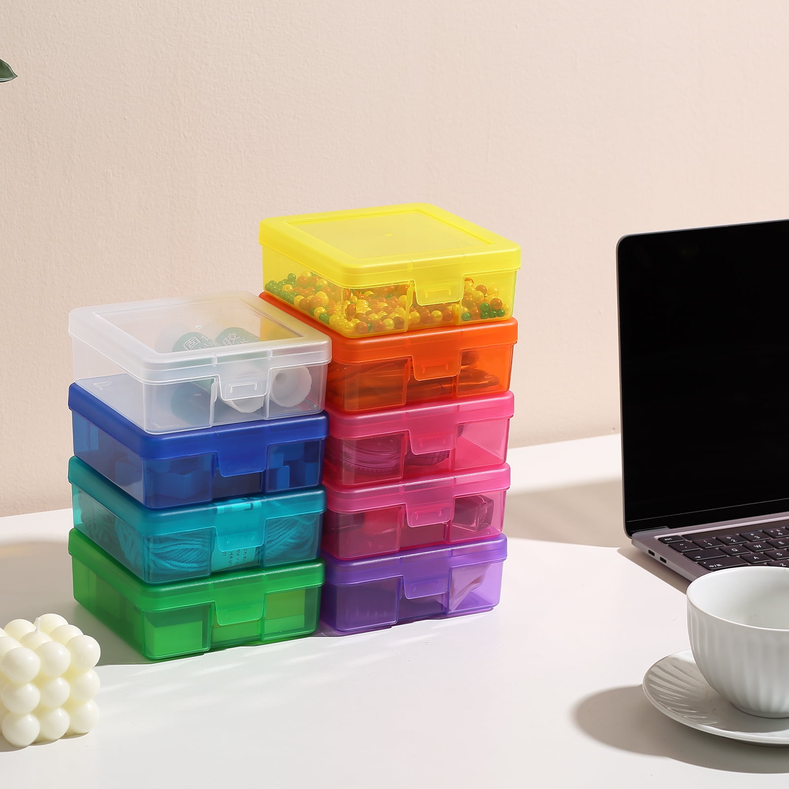 Novelinks Plastic Storage Box Containers Pencil Box, Colorful, 18 Pack