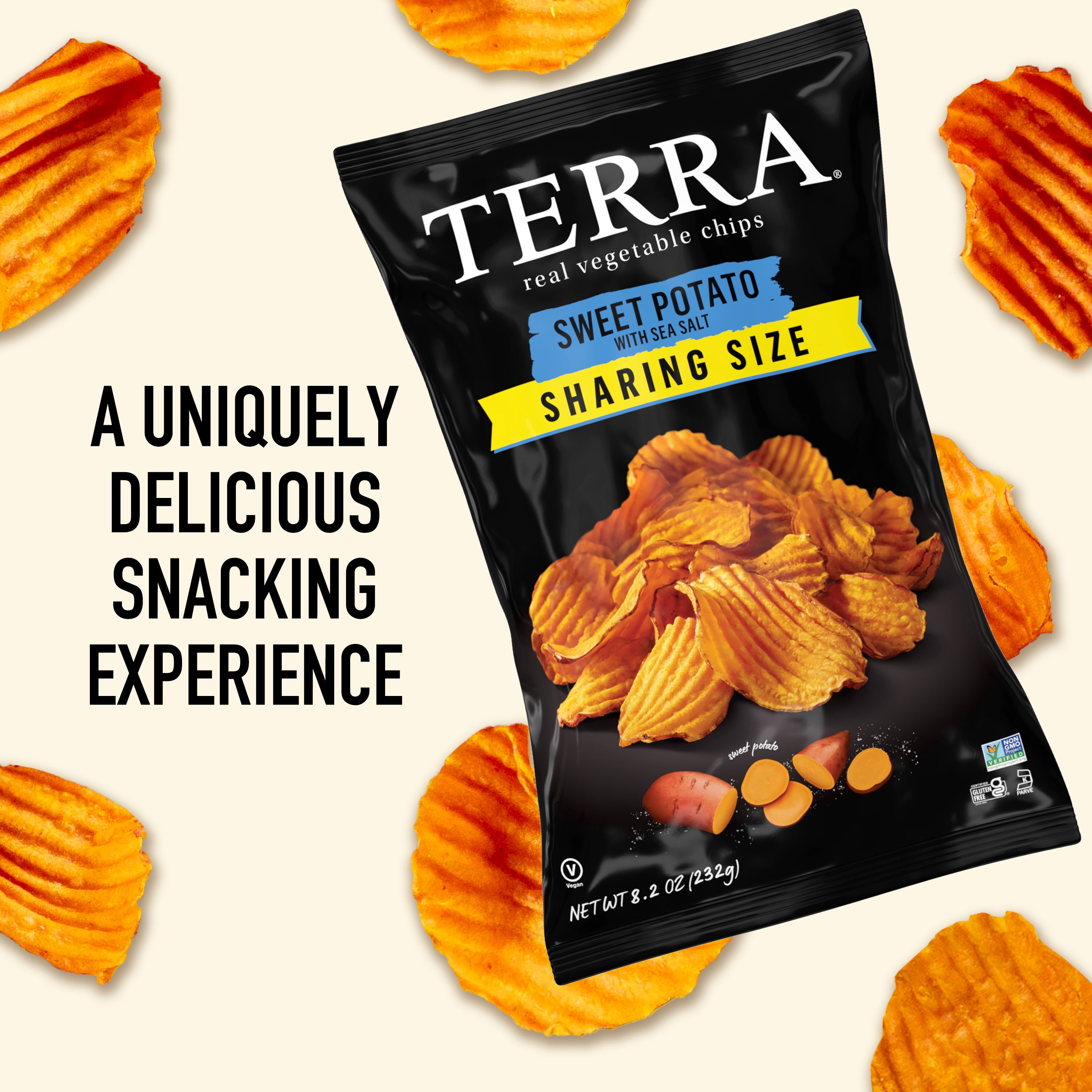 (2 pack) TERRA Sea Salt Wavy Sweet Potato Snack Chips, Sharing Size, 8.2 oz