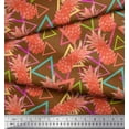 thumbnail image 3 of Soimoi Moss Georgette Fabric Triangle & Pine Fruits Print Fabric by Yard 42 Inch Wide, 3 of 5