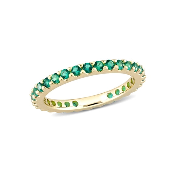 3/4 Carat (Ctw) Lab-Created Emerald Eternity Band Ring in 10K Yellow Gold for Women