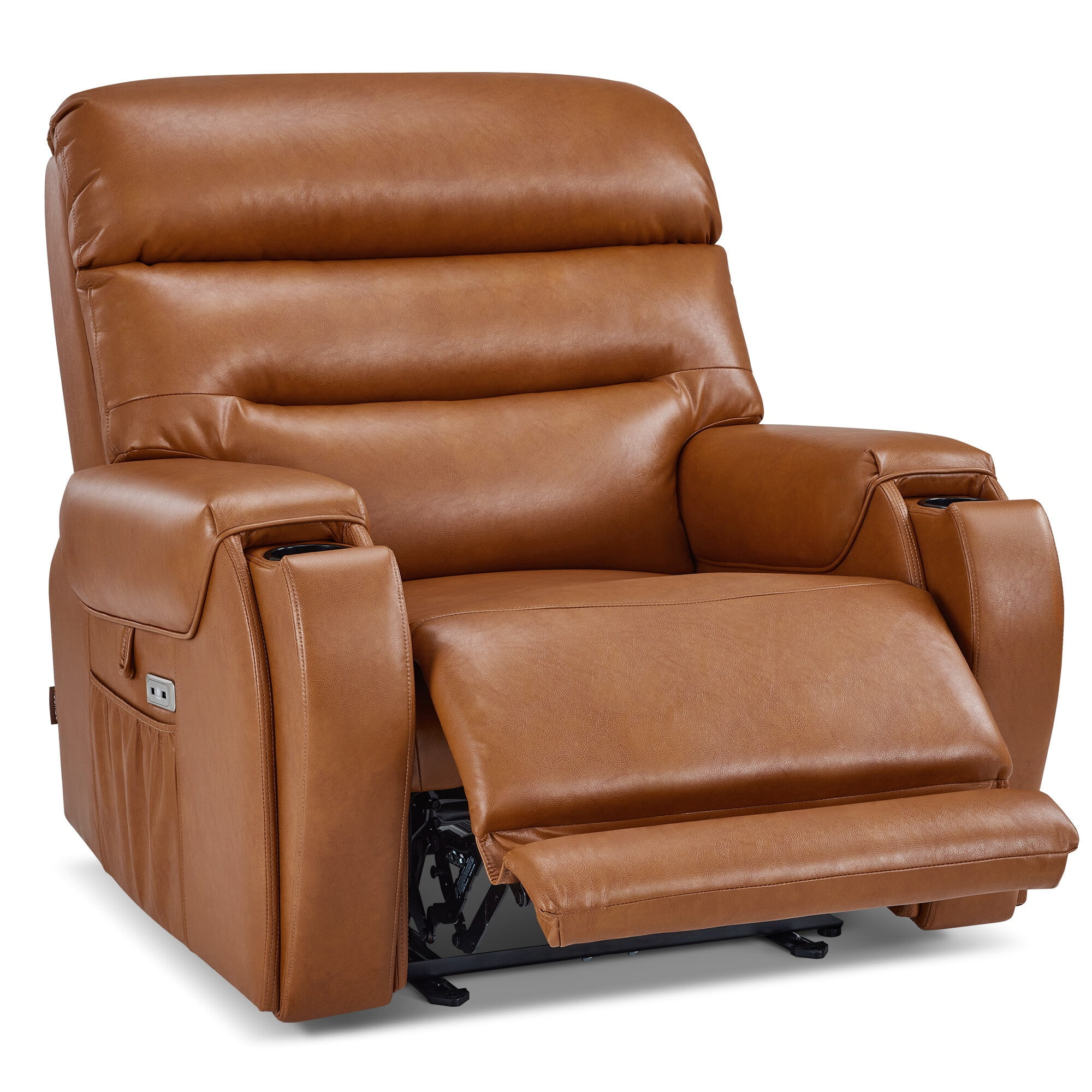 MCombo 27‘’ Extra Wide Oversized Power Recliner Chair for Big Tall Adults, Faux Leather, Orange